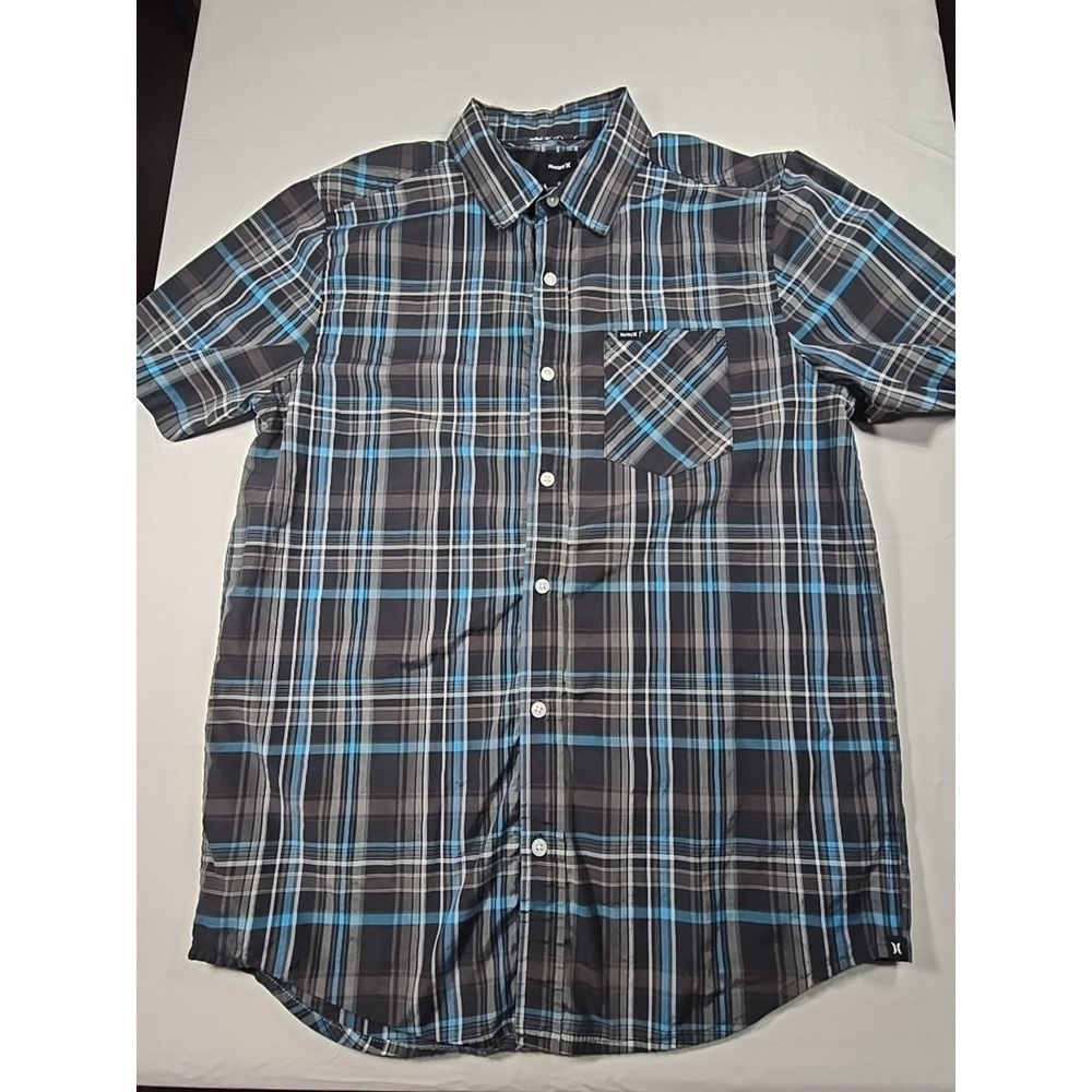 Hurley Plaid Button Down‎ Shirt L Skater Y2K Casual Men's